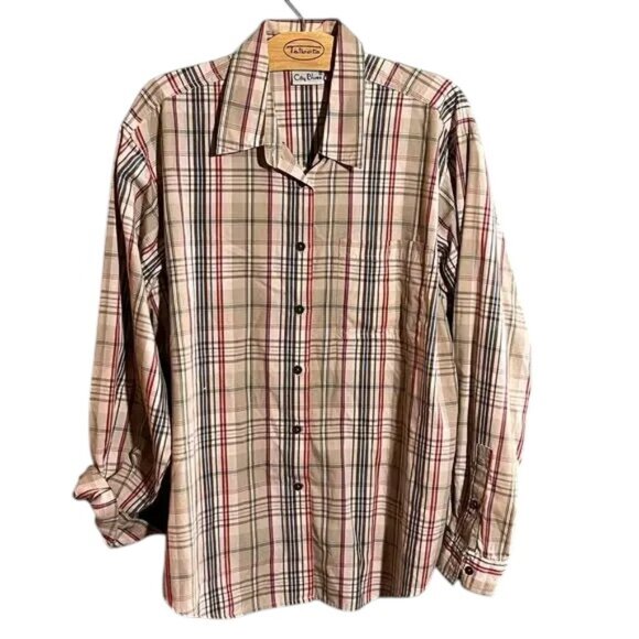 Koret City Blues Long Sleeve Plaid Shirt Womens Size Large Classic - Picture 1 of 5